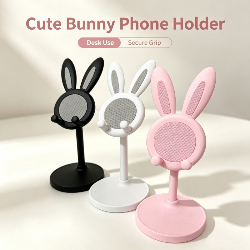 Desk Phone Stand - Schattige Bunny-telefoonstandaard Verstelbare bureautelefoonhouder Antislip Draagbaar
