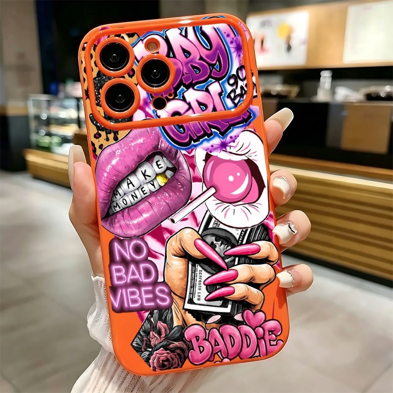 Phone Accessories Iphone - Hiphop roze lippen baby meisje graffiti