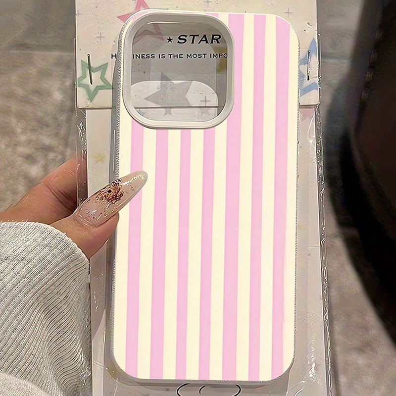 Xo Phone Accessories - Eenvoudige roze verticaal gestreepte telefoonhoes met