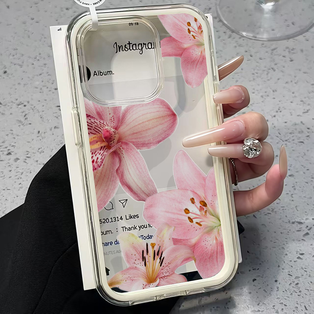 Xo Phone Accessories - Roze Lelie Bloem Transparante Telefoonhoesje voor