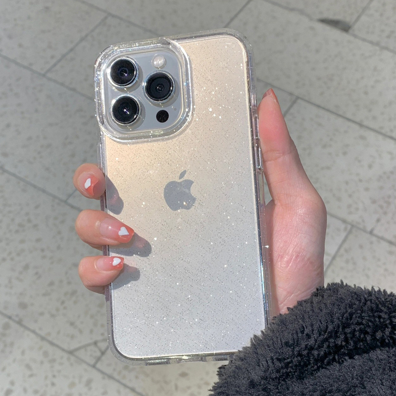 Y2K Phone Accessories - Transparant Eenvoudig Glitter Telefoonhoesje Voor iPhone