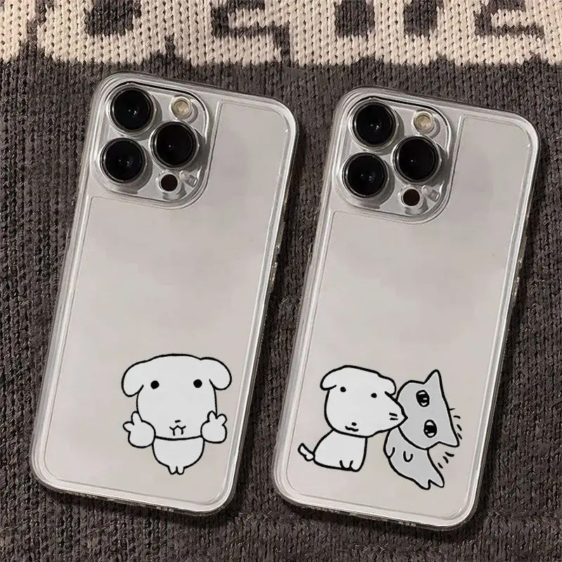 Y2K Phone Accessories - Nieuwe Koreaanse schattige puppy-kat paar transparante