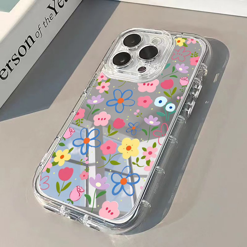Xo Phone Accessories - Koreaanse Ins Style Bloemige Zilveren Spiegel